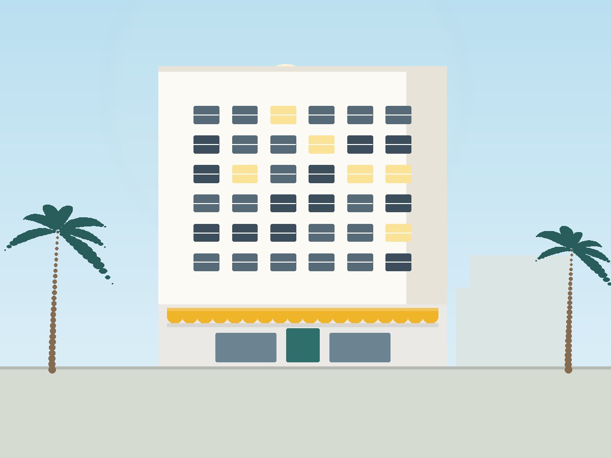 Illustration of a mid-rise rental community with ground-floor retail
